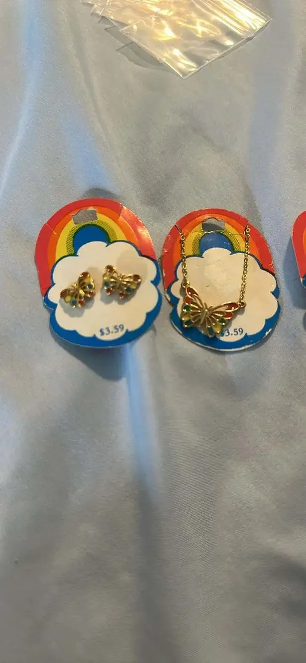 Vintage Children’s Jewelry Lot Butterfly Earrings Necklace Clown Pin
